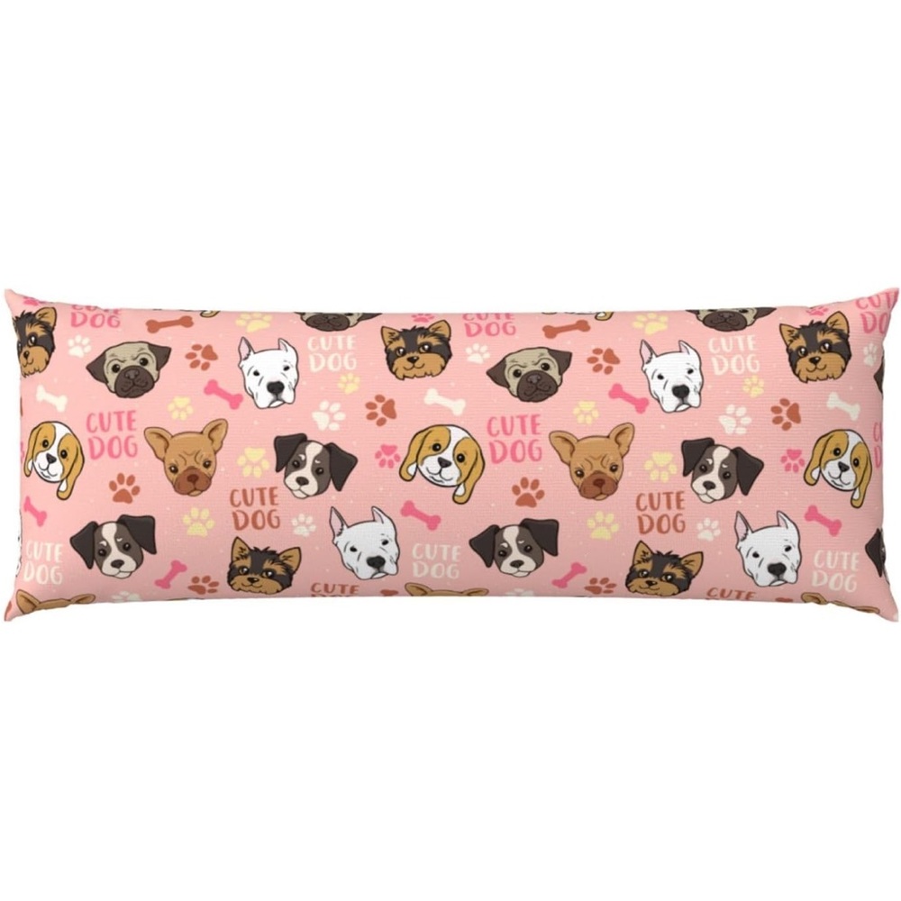 Charming Dog Print Pink Accent Pillow